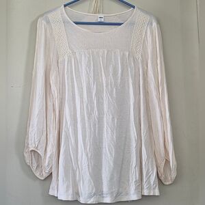 Old Navy Cream Lace Detail Blouse